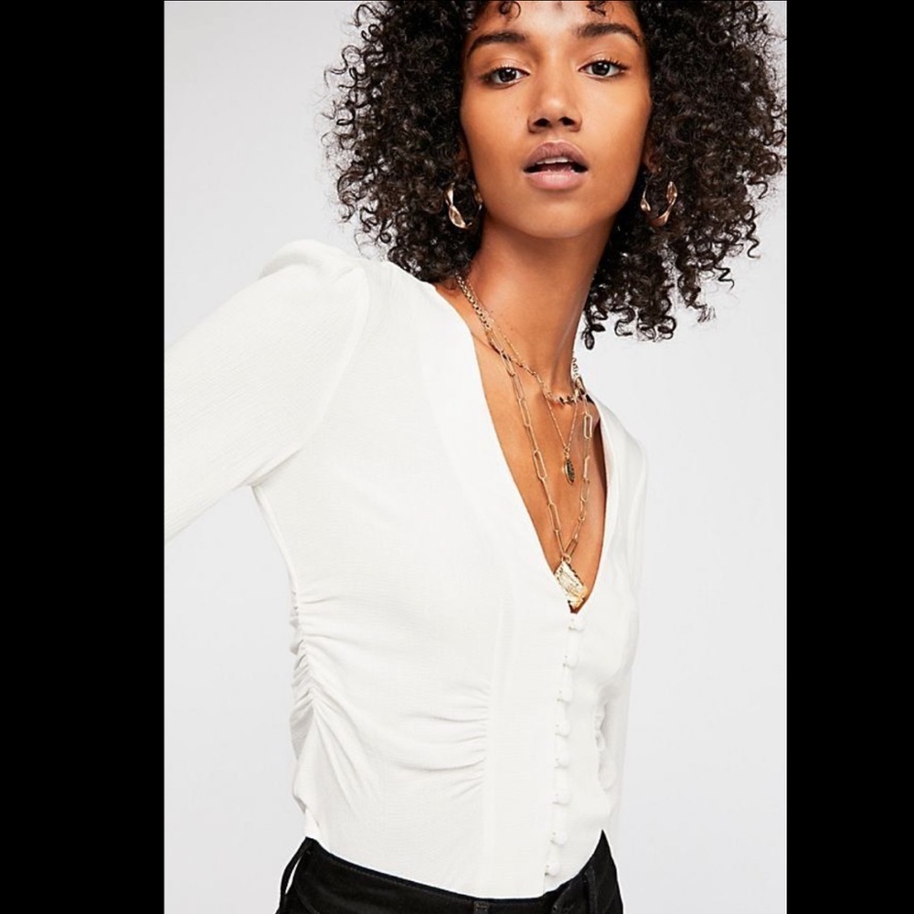 Free People | off white button blouse